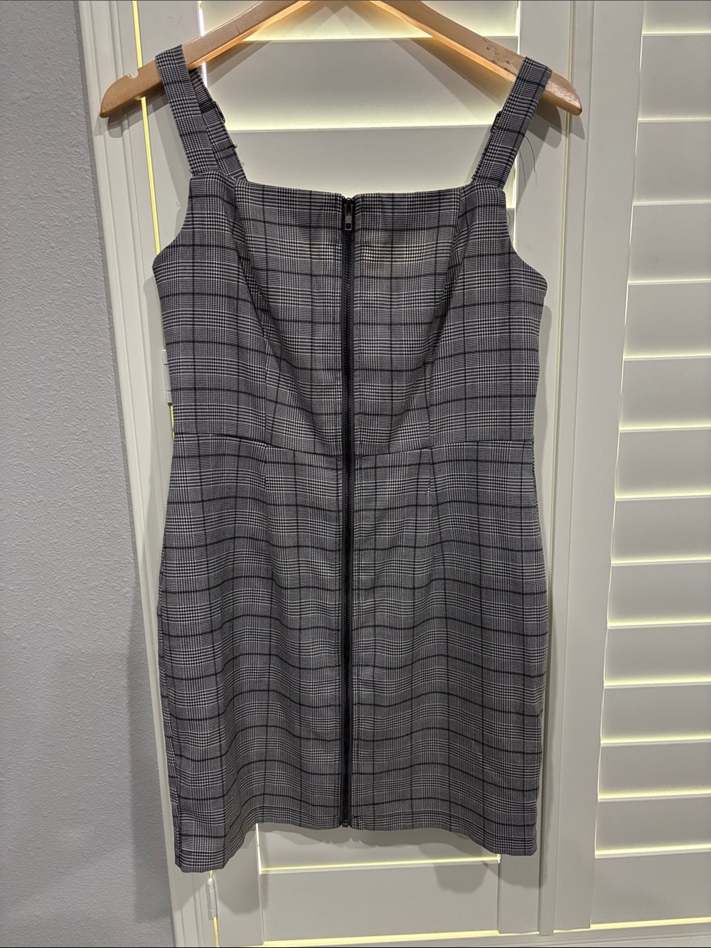 Kingston Gray Plaid Zip-Front Mini Dress